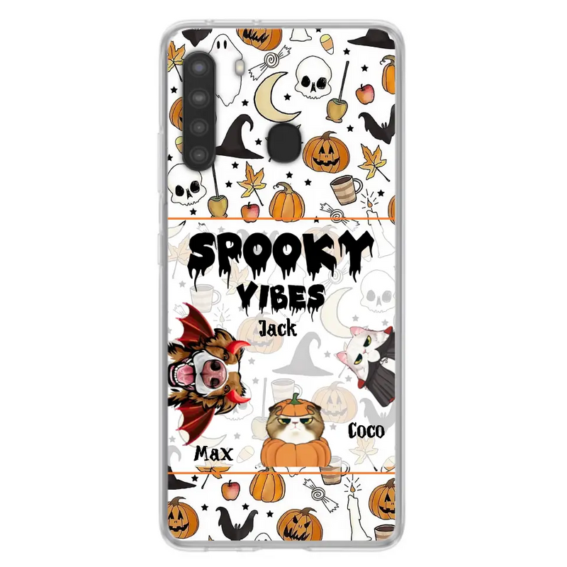 Personalized Halloween Pet Phone Case - Up to 3 Pets - Gift Idea For Dog/Cat Owners - Spooky Vibes - Case for iPhone/Samsung
