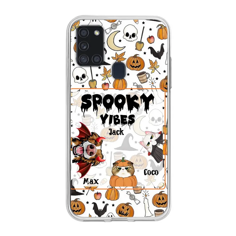 Personalized Halloween Pet Phone Case - Up to 3 Pets - Gift Idea For Dog/Cat Owners - Spooky Vibes - Case for iPhone/Samsung