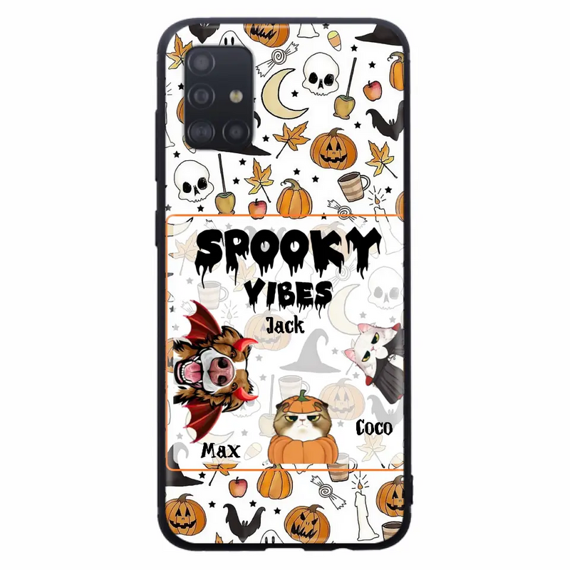 Personalized Halloween Pet Phone Case - Up to 3 Pets - Gift Idea For Dog/Cat Owners - Spooky Vibes - Case for iPhone/Samsung