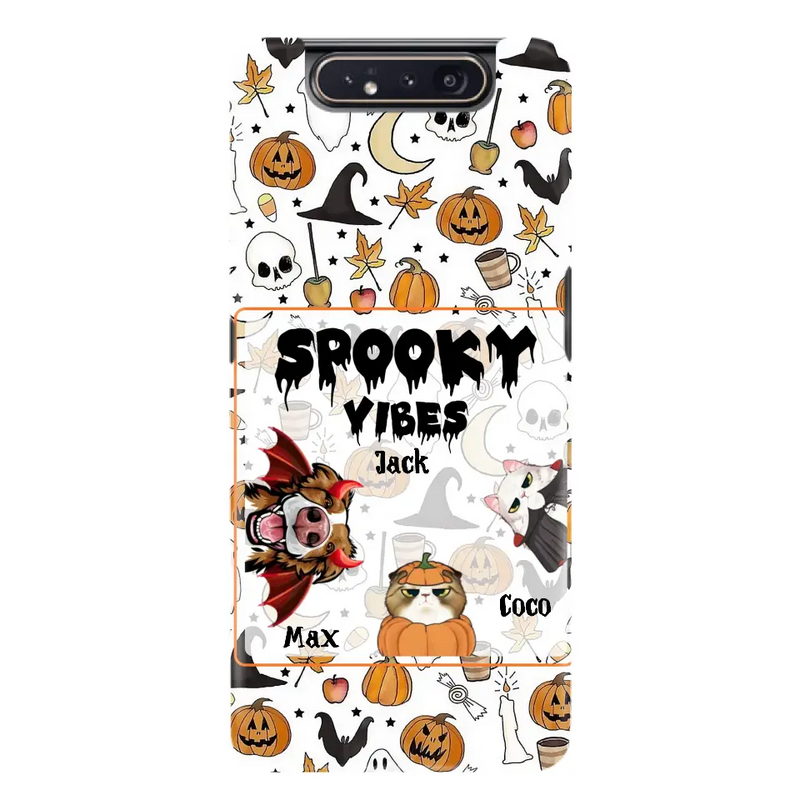 Personalized Halloween Pet Phone Case - Up to 3 Pets - Gift Idea For Dog/Cat Owners - Spooky Vibes - Case for iPhone/Samsung