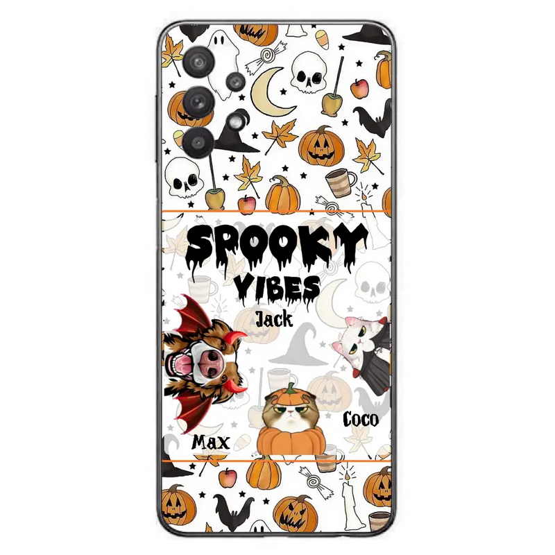 Personalized Halloween Pet Phone Case - Up to 3 Pets - Gift Idea For Dog/Cat Owners - Spooky Vibes - Case for iPhone/Samsung