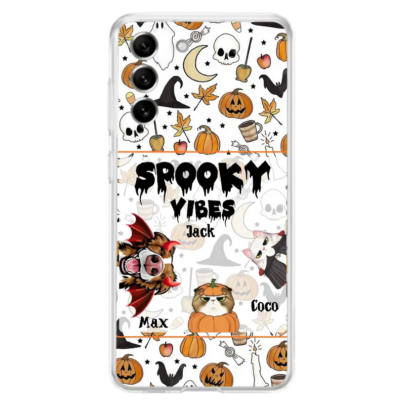 Personalized Halloween Pet Phone Case - Up to 3 Pets - Gift Idea For Dog/Cat Owners - Spooky Vibes - Case for iPhone/Samsung