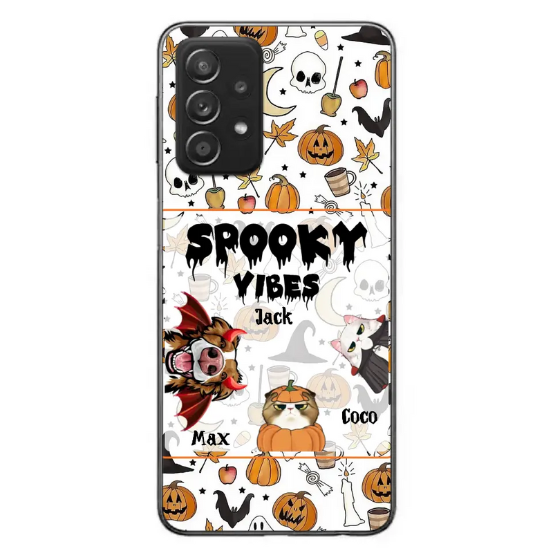Personalized Halloween Pet Phone Case - Up to 3 Pets - Gift Idea For Dog/Cat Owners - Spooky Vibes - Case for iPhone/Samsung