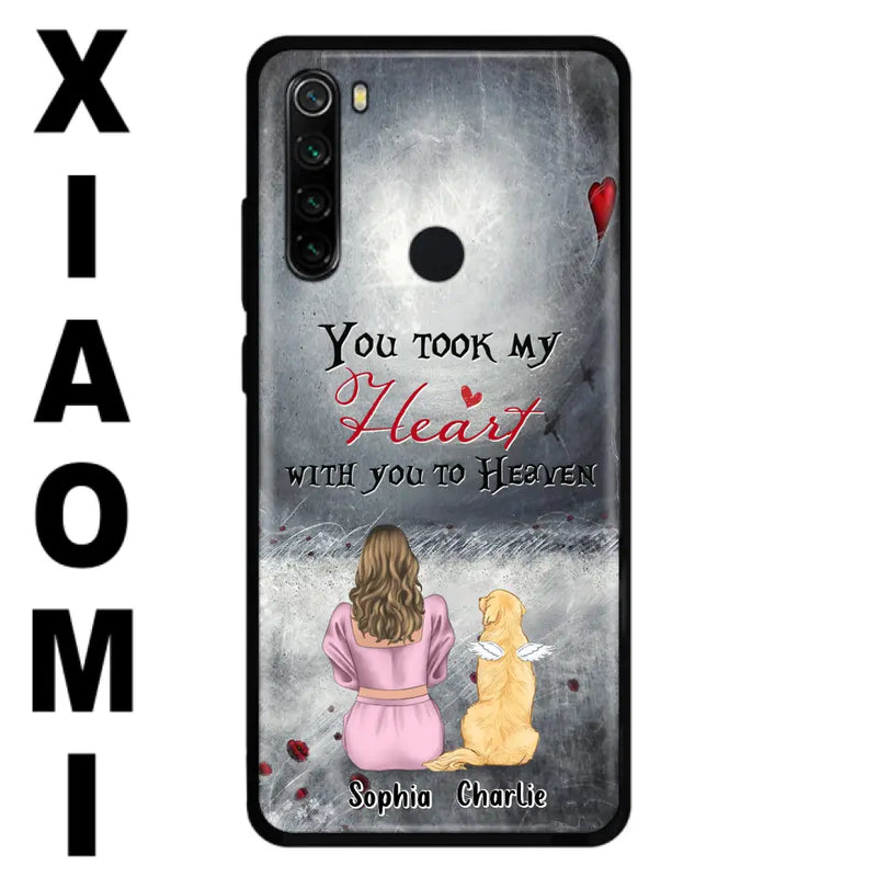 Personalized Memorial Dog Mom Phone Case - Up to 5 Dogs - Memorial Gift Idea for Dog Owner - You Took My Heart With You To Heaven - Case for Xiaomi/Huawei/Oppo