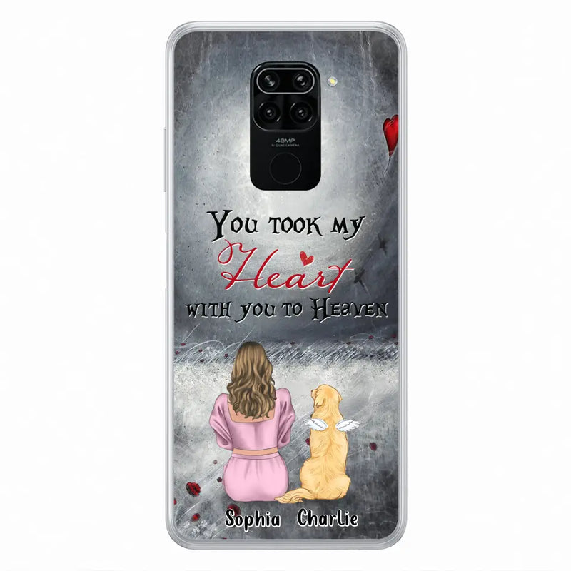 Personalized Memorial Dog Mom Phone Case - Up to 5 Dogs - Memorial Gift Idea for Dog Owner - You Took My Heart With You To Heaven - Case for Xiaomi/Huawei/Oppo