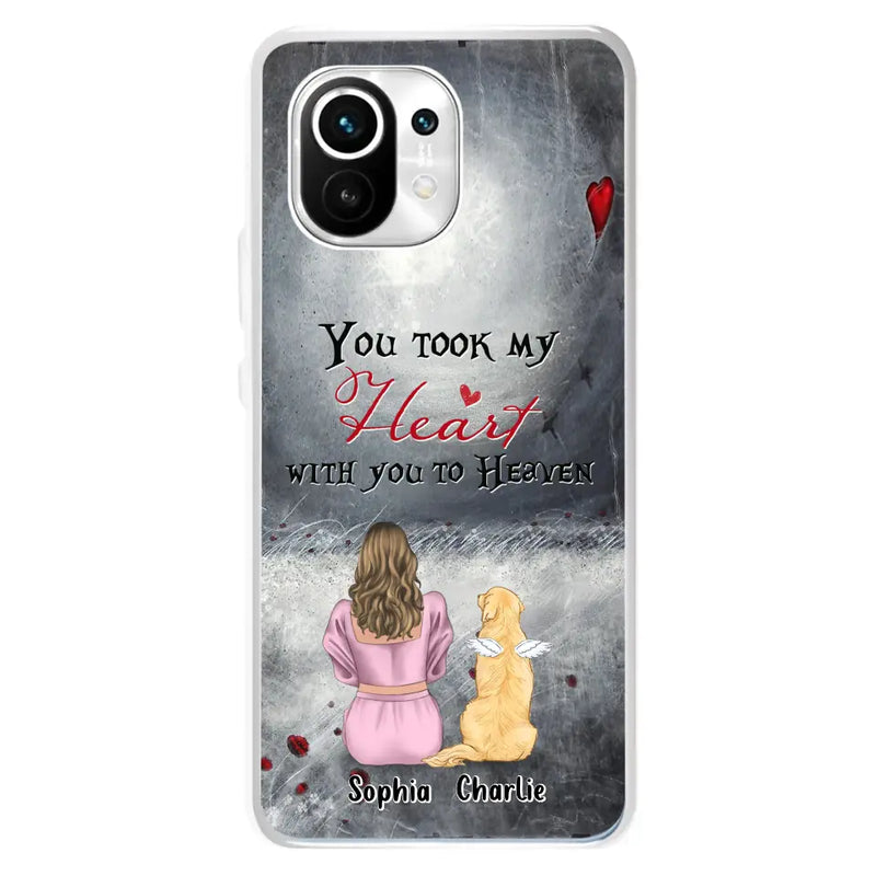 Personalized Memorial Dog Mom Phone Case - Up to 5 Dogs - Memorial Gift Idea for Dog Owner - You Took My Heart With You To Heaven - Case for Xiaomi/Huawei/Oppo