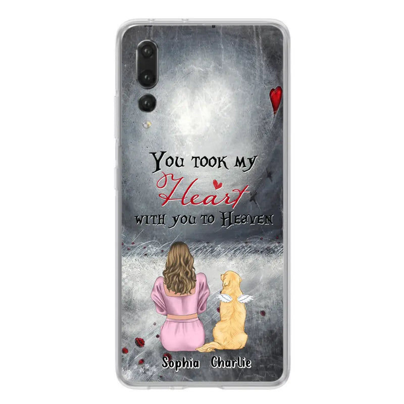 Personalized Memorial Dog Mom Phone Case - Up to 5 Dogs - Memorial Gift Idea for Dog Owner - You Took My Heart With You To Heaven - Case for Xiaomi/Huawei/Oppo