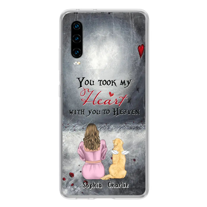 Personalized Memorial Dog Mom Phone Case - Up to 5 Dogs - Memorial Gift Idea for Dog Owner - You Took My Heart With You To Heaven - Case for Xiaomi/Huawei/Oppo