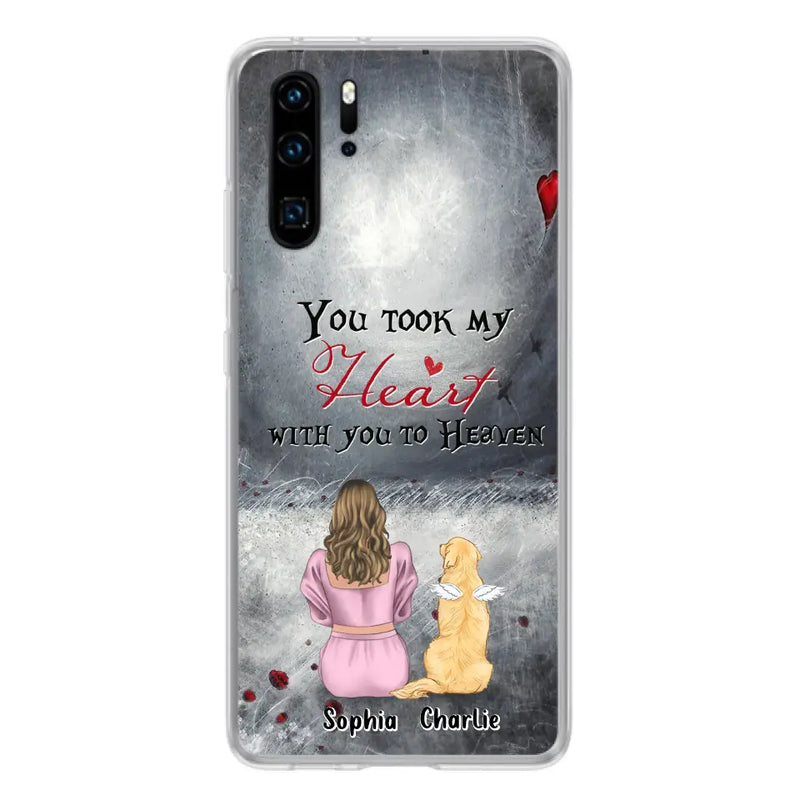 Personalized Memorial Dog Mom Phone Case - Up to 5 Dogs - Memorial Gift Idea for Dog Owner - You Took My Heart With You To Heaven - Case for Xiaomi/Huawei/Oppo