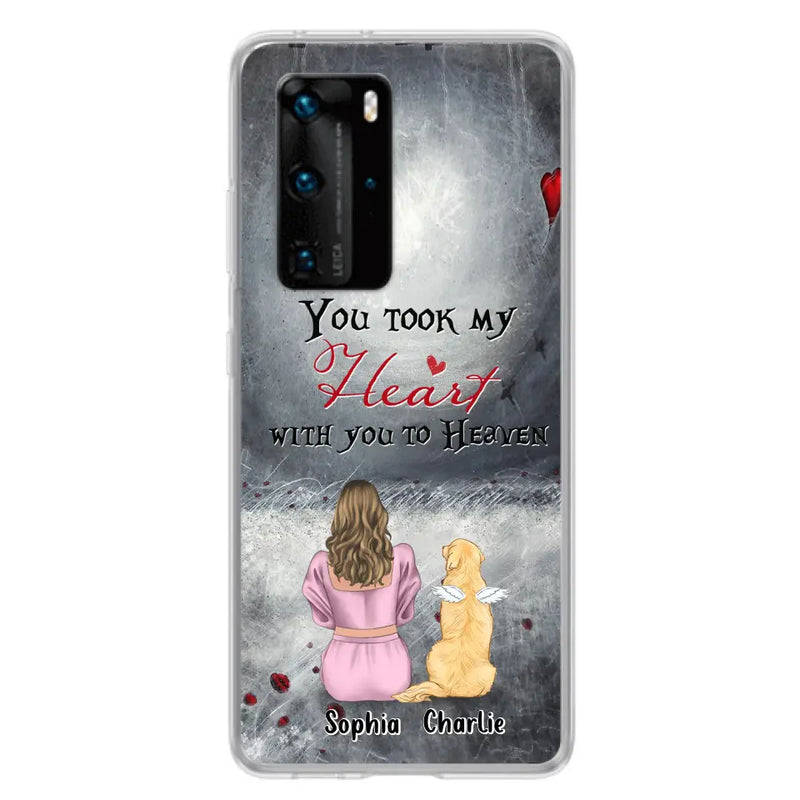 Personalized Memorial Dog Mom Phone Case - Up to 5 Dogs - Memorial Gift Idea for Dog Owner - You Took My Heart With You To Heaven - Case for Xiaomi/Huawei/Oppo