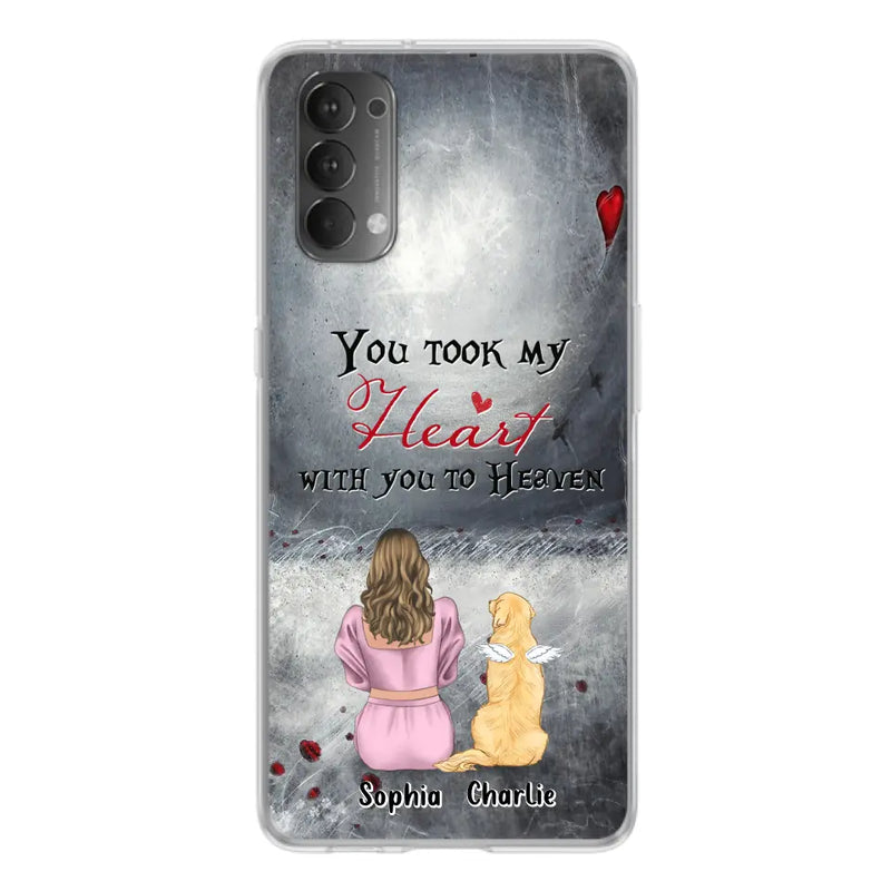 Personalized Memorial Dog Mom Phone Case - Up to 5 Dogs - Memorial Gift Idea for Dog Owner - You Took My Heart With You To Heaven - Case for Xiaomi/Huawei/Oppo
