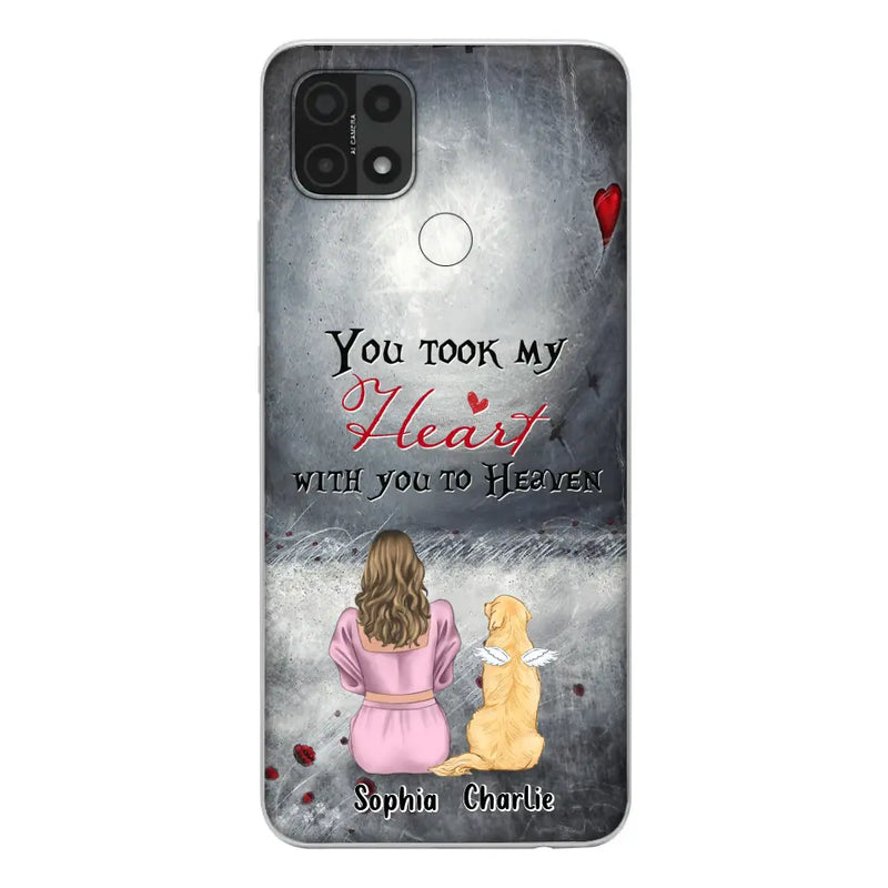 Personalized Memorial Dog Mom Phone Case - Up to 5 Dogs - Memorial Gift Idea for Dog Owner - You Took My Heart With You To Heaven - Case for Xiaomi/Huawei/Oppo