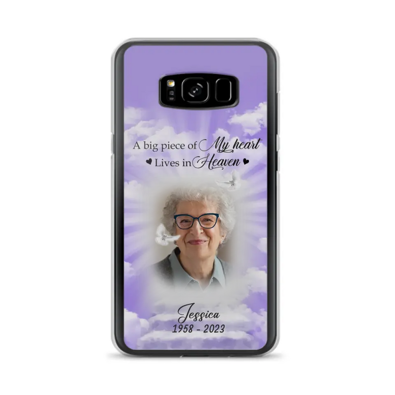 Personalized Memorial Photo Phone Case - Memorial Gift Idea For Mother's Day/Father's Day - A Big Piece Of My Heart Lives In Heaven - Case For iPhone/Samsung