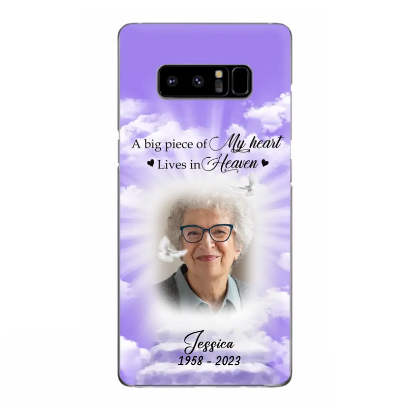 Personalized Memorial Photo Phone Case - Memorial Gift Idea For Mother's Day/Father's Day - A Big Piece Of My Heart Lives In Heaven - Case For iPhone/Samsung