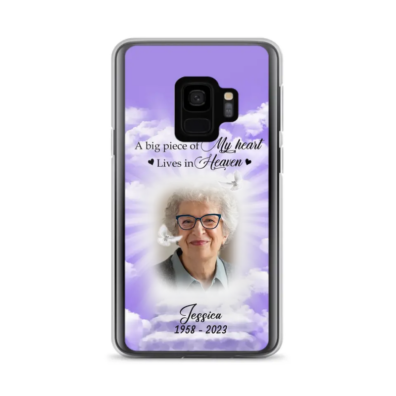 Personalized Memorial Photo Phone Case - Memorial Gift Idea For Mother's Day/Father's Day - A Big Piece Of My Heart Lives In Heaven - Case For iPhone/Samsung