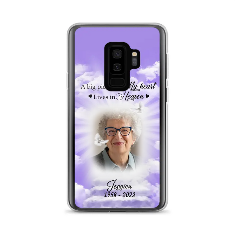 Personalized Memorial Photo Phone Case - Memorial Gift Idea For Mother's Day/Father's Day - A Big Piece Of My Heart Lives In Heaven - Case For iPhone/Samsung