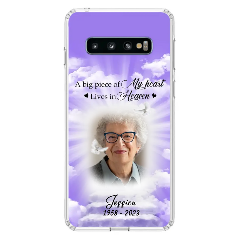 Personalized Memorial Photo Phone Case - Memorial Gift Idea For Mother's Day/Father's Day - A Big Piece Of My Heart Lives In Heaven - Case For iPhone/Samsung