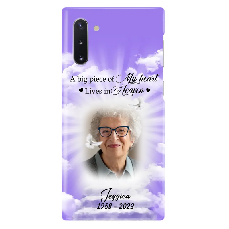 Personalized Memorial Photo Phone Case - Memorial Gift Idea For Mother's Day/Father's Day - A Big Piece Of My Heart Lives In Heaven - Case For iPhone/Samsung