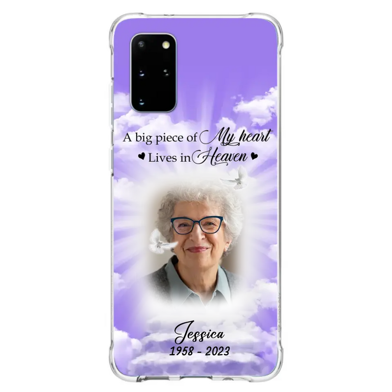 Personalized Memorial Photo Phone Case - Memorial Gift Idea For Mother's Day/Father's Day - A Big Piece Of My Heart Lives In Heaven - Case For iPhone/Samsung