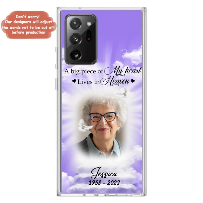 Personalized Memorial Photo Phone Case - Memorial Gift Idea For Mother's Day/Father's Day - A Big Piece Of My Heart Lives In Heaven - Case For iPhone/Samsung