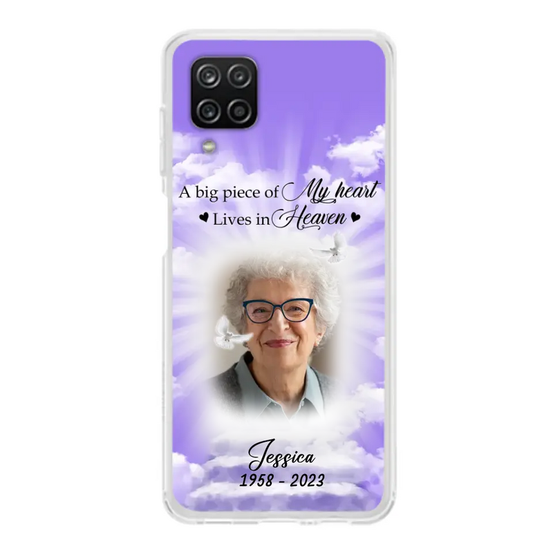 Personalized Memorial Photo Phone Case - Memorial Gift Idea For Mother's Day/Father's Day - A Big Piece Of My Heart Lives In Heaven - Case For iPhone/Samsung