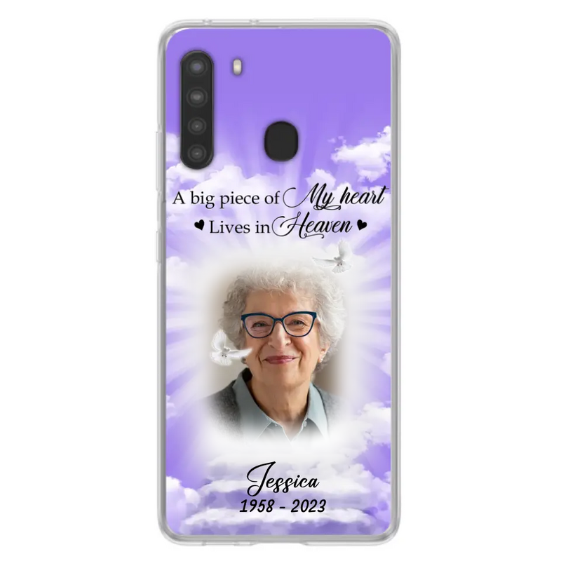 Personalized Memorial Photo Phone Case - Memorial Gift Idea For Mother's Day/Father's Day - A Big Piece Of My Heart Lives In Heaven - Case For iPhone/Samsung