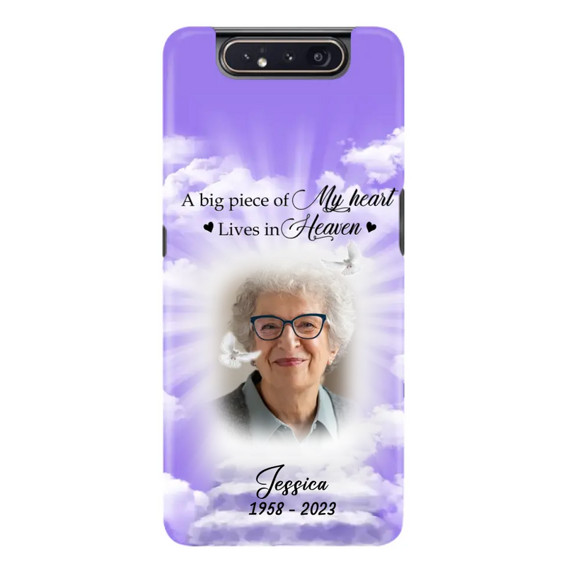 Personalized Memorial Photo Phone Case - Memorial Gift Idea For Mother's Day/Father's Day - A Big Piece Of My Heart Lives In Heaven - Case For iPhone/Samsung