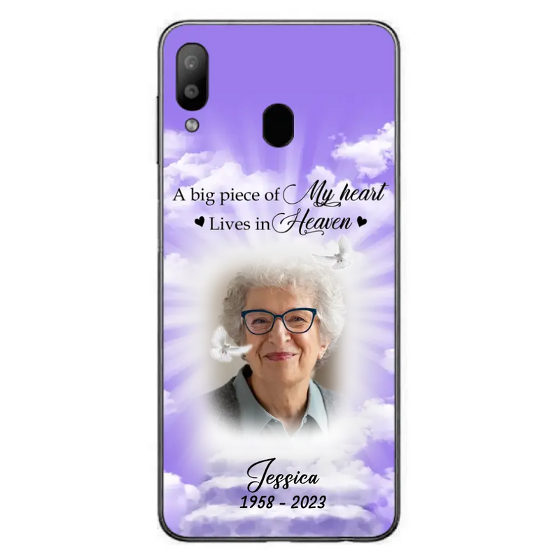 Personalized Memorial Photo Phone Case - Memorial Gift Idea For Mother's Day/Father's Day - A Big Piece Of My Heart Lives In Heaven - Case For iPhone/Samsung