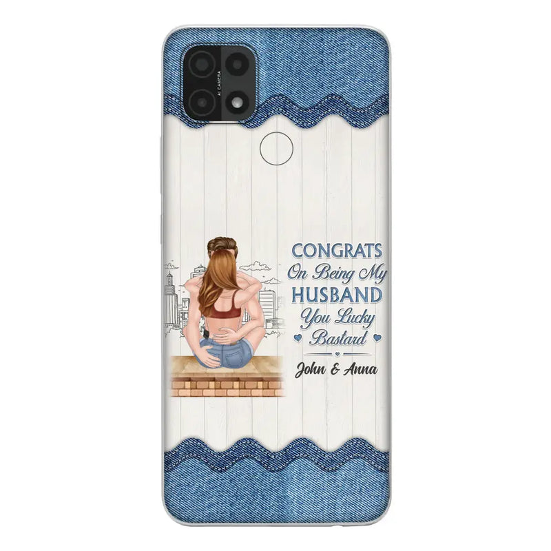 Custom Personalized Couple Phone Case - Gift Idea For Couple/Valentines Day - Congrats On Being My Husband You Lucky Bastard - Case For Oppo/Xiaomi/Huawei