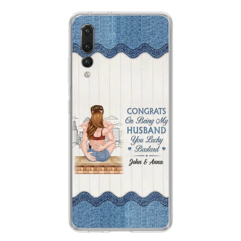 Custom Personalized Couple Phone Case - Gift Idea For Couple/Valentines Day - Congrats On Being My Husband You Lucky Bastard - Case For Oppo/Xiaomi/Huawei