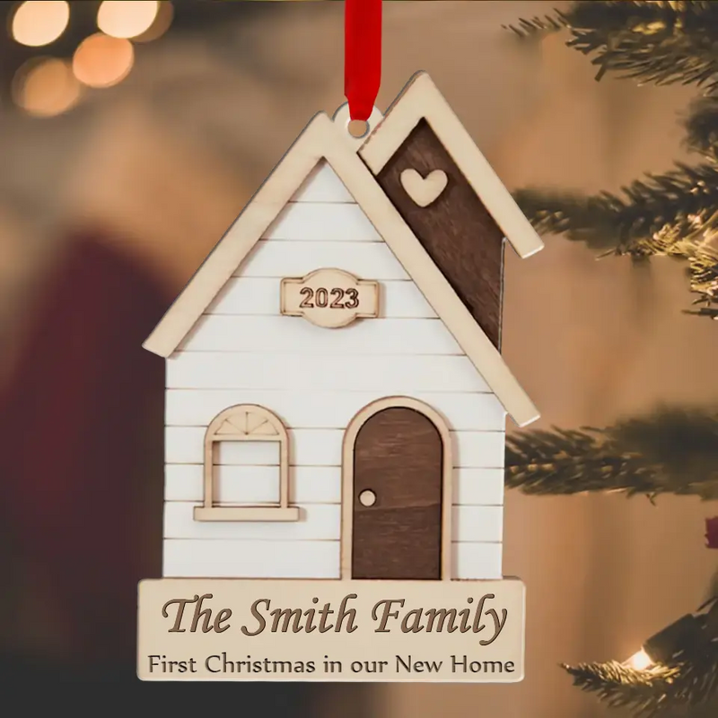 Personalized New Home Wooden Ornament - Christmas Gift Idea for Family - First Christmas In Our New Home