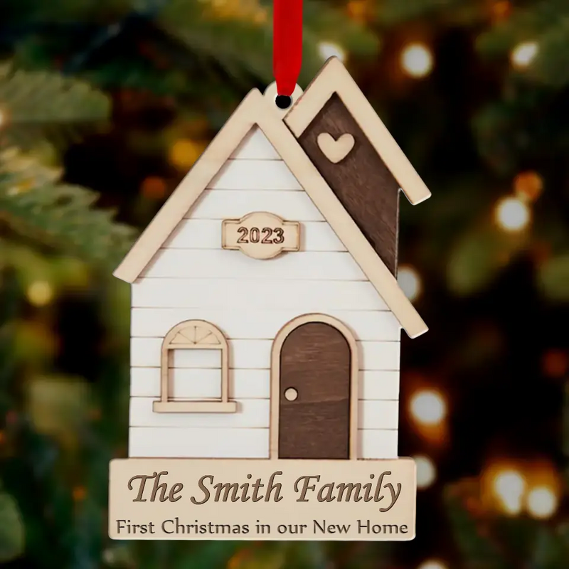 Personalized New Home Wooden Ornament - Christmas Gift Idea for Family - First Christmas In Our New Home