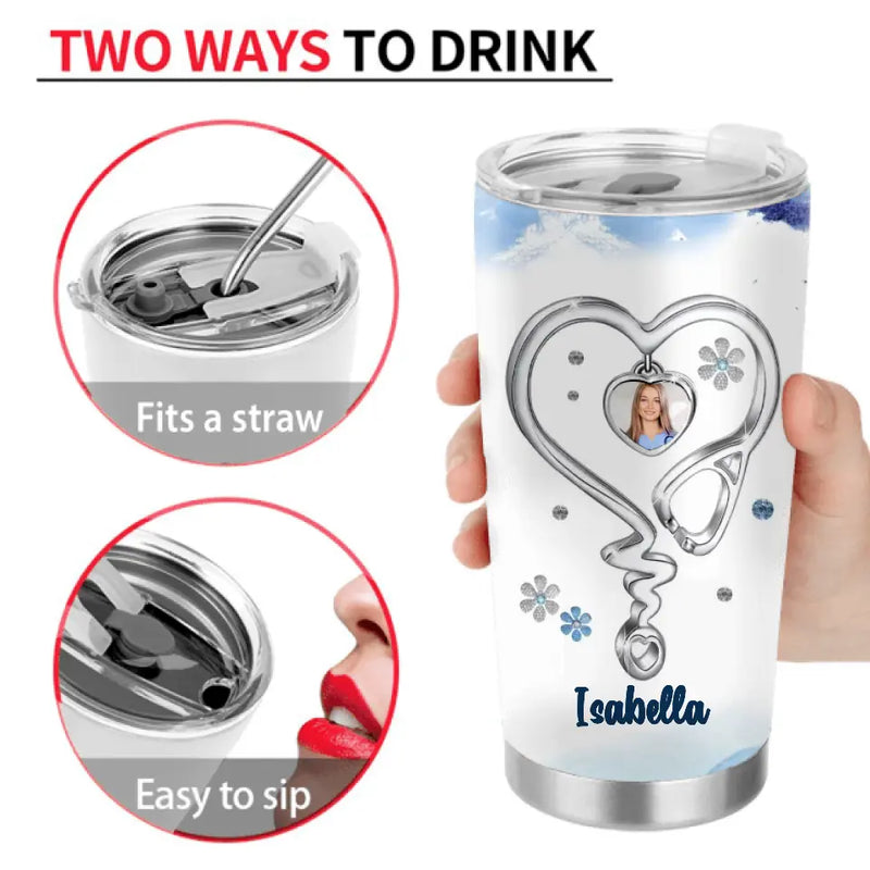 Personalized Nurse Photo Tumbler - Gift Idea For Nurse Lovers - Nurse Nutrition Facts