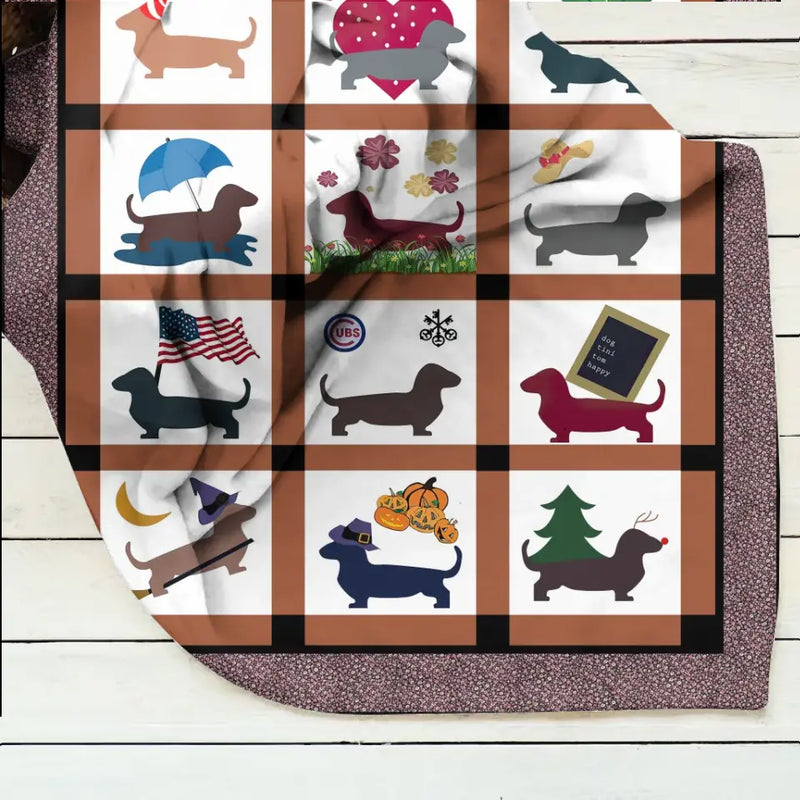 Cute Dachshund Dog Fleece Throw Blanket/Quilt - Gift Idea for Dog Lovers