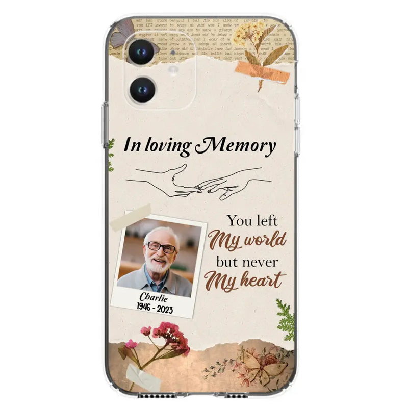 Custom Personalized Memorial Phone Case - Memorial Gift Idea For Family - Case For iPhone/Samsung - You Left My World But Never My Heart