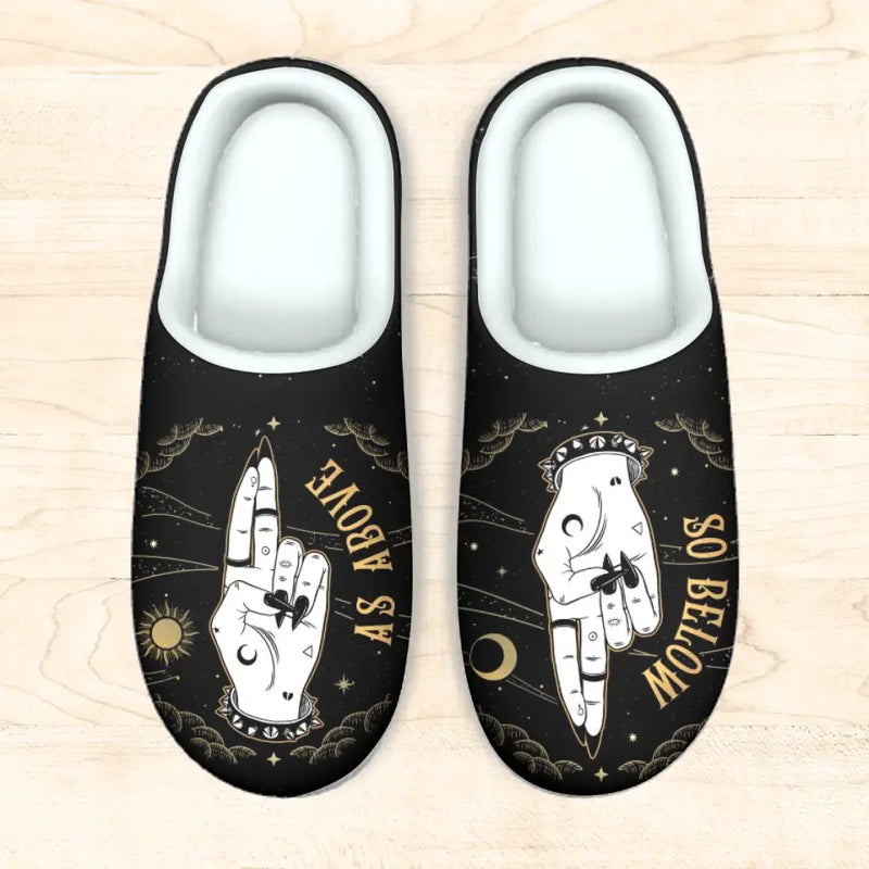 Personalized Plush Slippers - Gift Idea For Friends/Wicca/Pagan - As Above So Below