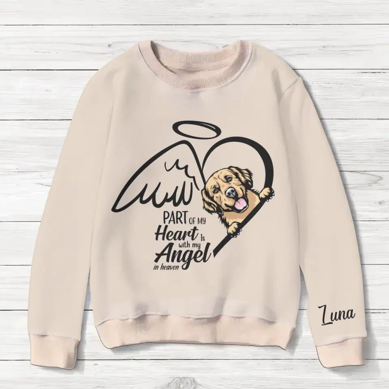 Personalized Memorial Pet AOP Sweater - Up to 4 Dogs/Cats - Memorial Gift Idea for Christmas - Part Of My Heart Is With My Angel In Heaven