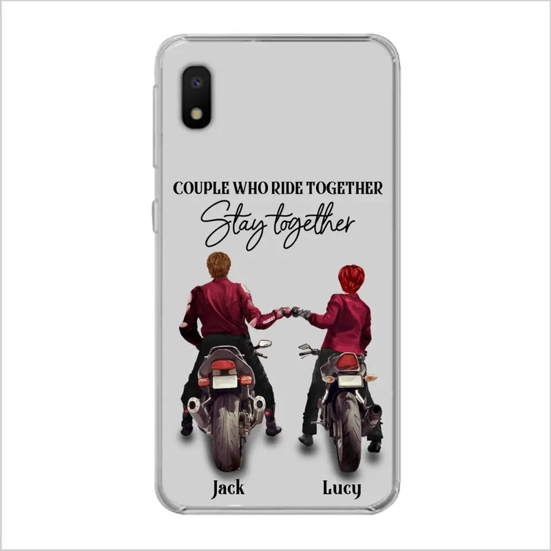Custom Personalized Riding Couple Phone Case - Gift Idea For Couple/Valentines Day/Her/Him - Couple Who Ride Together Stay Together - Case For Iphone/Samsung