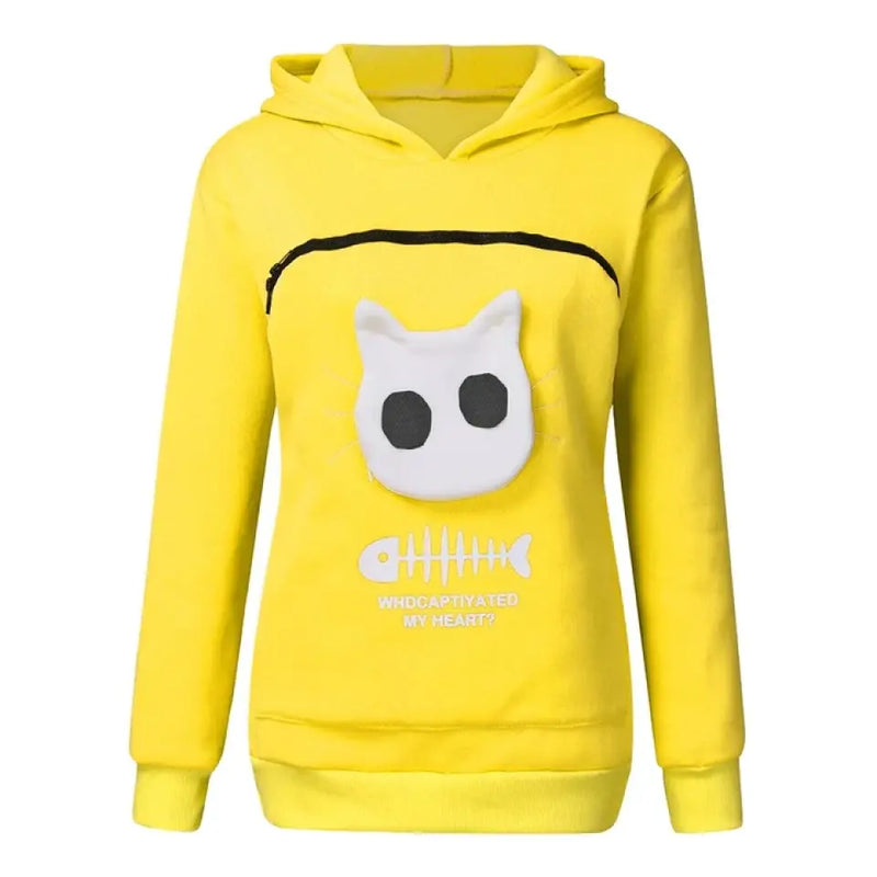 Personalized Women Hoodie Sweatshirt With Cat Pet Pocket Long Sleeve Sweater Cat Outfit - Gift Idea For Dog/Cat Owner