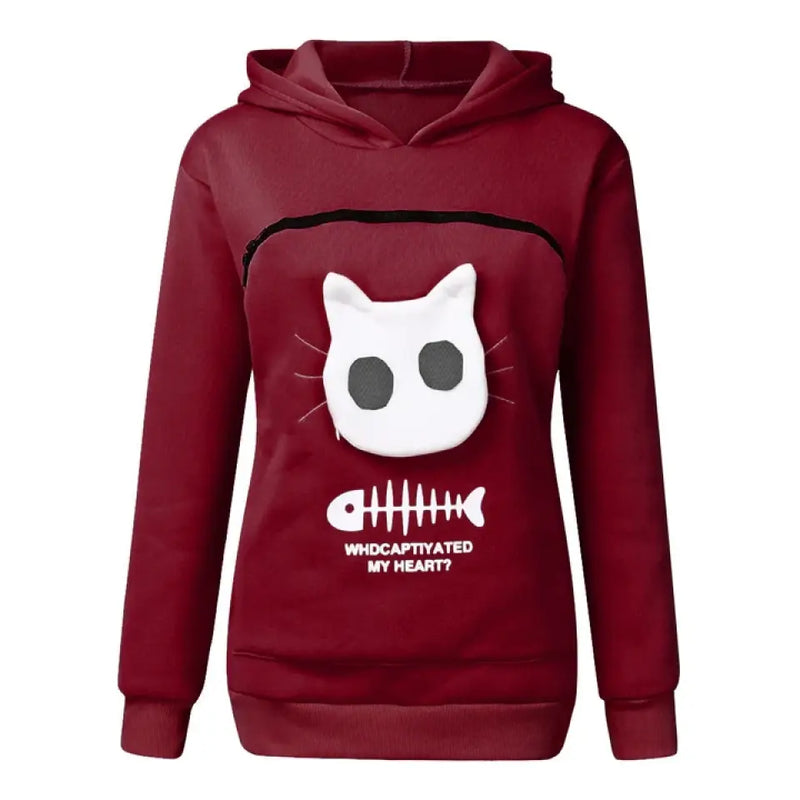 Personalized Women Hoodie Sweatshirt With Cat Pet Pocket Long Sleeve Sweater Cat Outfit - Gift Idea For Dog/Cat Owner
