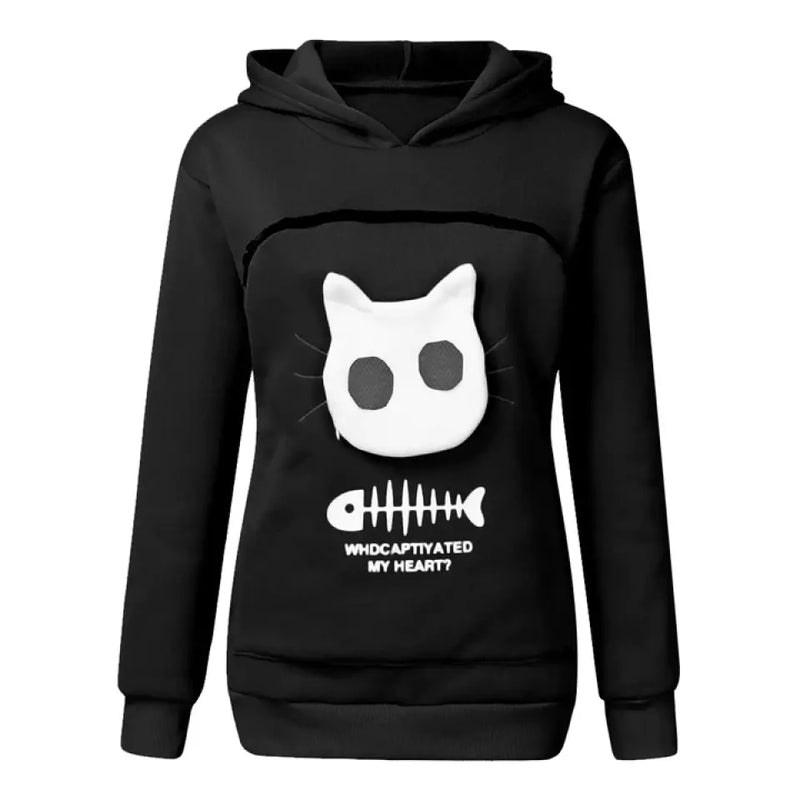 Personalized Women Hoodie Sweatshirt With Cat Pet Pocket Long Sleeve Sweater Cat Outfit - Gift Idea For Dog/Cat Owner