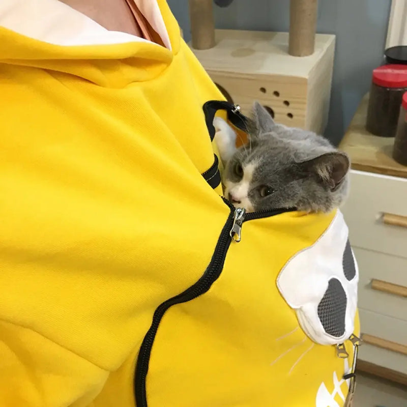 Personalized Women Hoodie Sweatshirt With Cat Pet Pocket Long Sleeve Sweater Cat Outfit - Gift Idea For Dog/Cat Owner