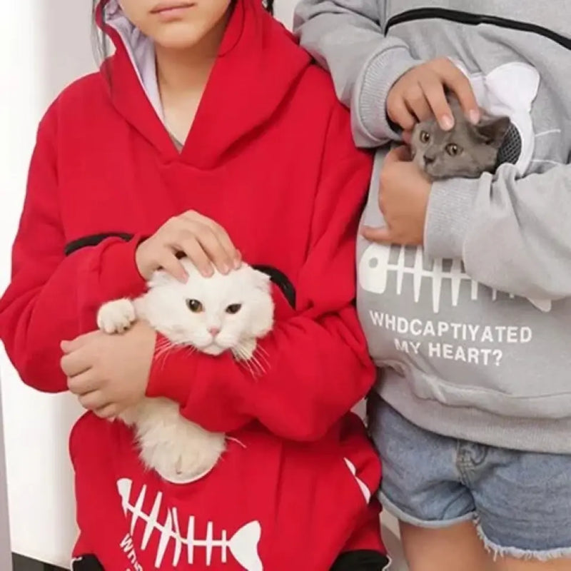 Personalized Women Hoodie Sweatshirt With Cat Pet Pocket Long Sleeve Sweater Cat Outfit - Gift Idea For Dog/Cat Owner