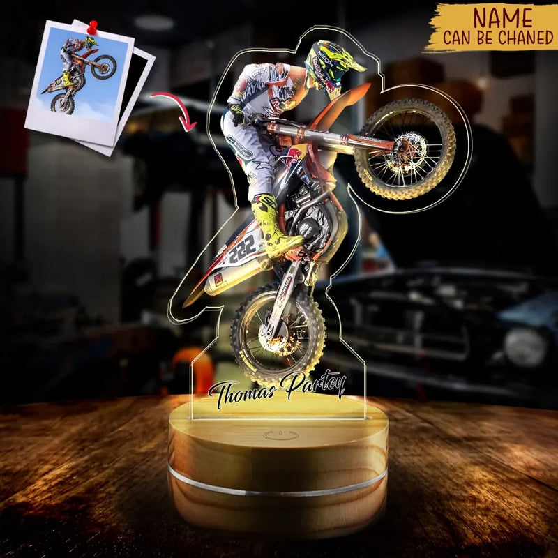 Personalized Motorbike Dirt Bike Acrylic Led Light - Gift For Biker/Birthday