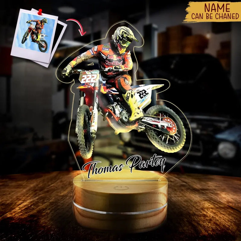 Personalized Motorbike Dirt Bike Acrylic Led Light - Gift For Biker/Birthday