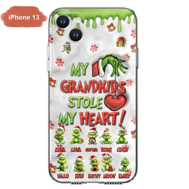 Personalized Christmas Mama Grandkid Phone Case - Gift Idea For Grandkids - Up to 10 Kids - My Grandkids Stole My Heart - Case For iPhone/Samsung