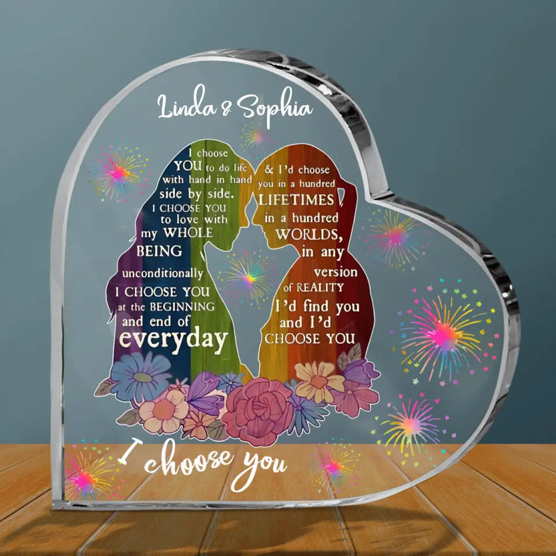 Personalized Couple Her & Her Acrylic Plaque - Valentine's Day Gift Idea For Couple - I Choose You At The Beginning And End Of Everyday