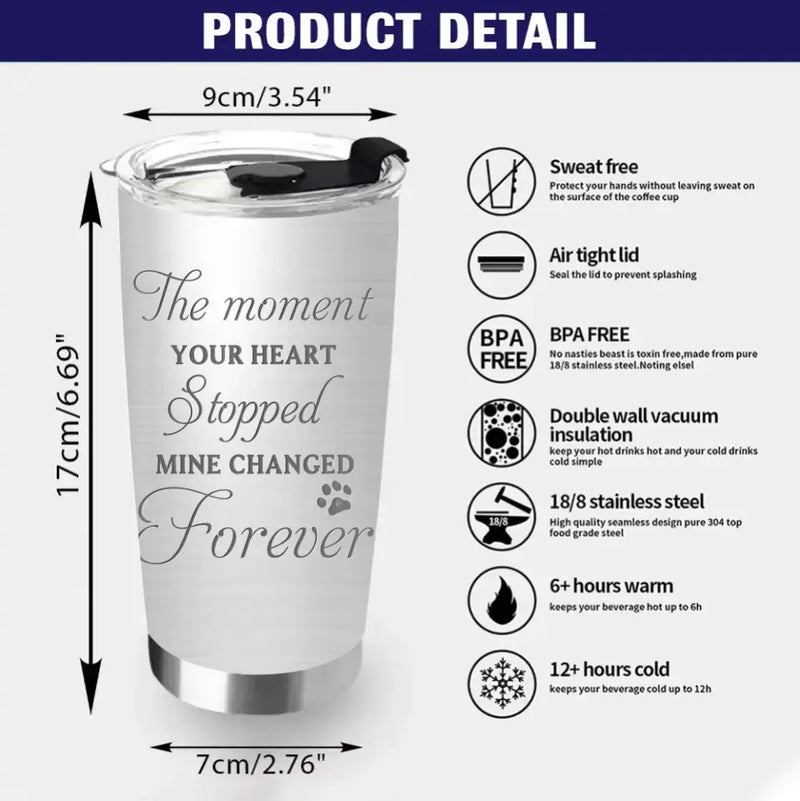 Personalized Memorial Cat Tumbler - Up to 4 Cats - Gift Idea for Cat Lovers/Owners - The Moment Your Heart Stopped Mine Changed Forever