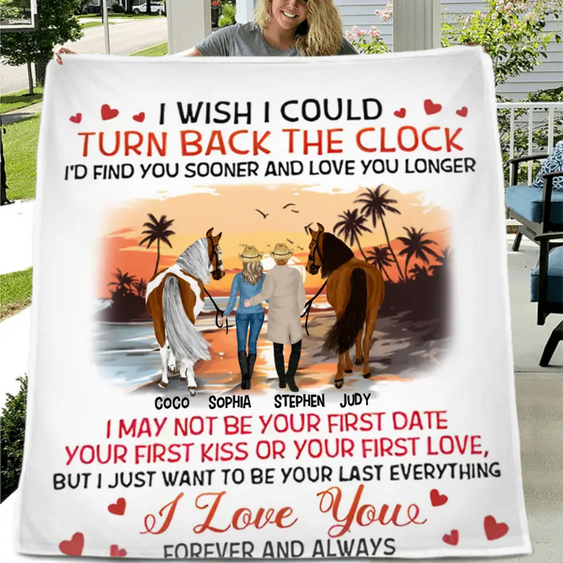 Personalized Riding Horse Couple Fleece Throw Blanket/Quilt - Valentine's Day Gift Idea For Couple/Him & Her - I'd Find You Sooner