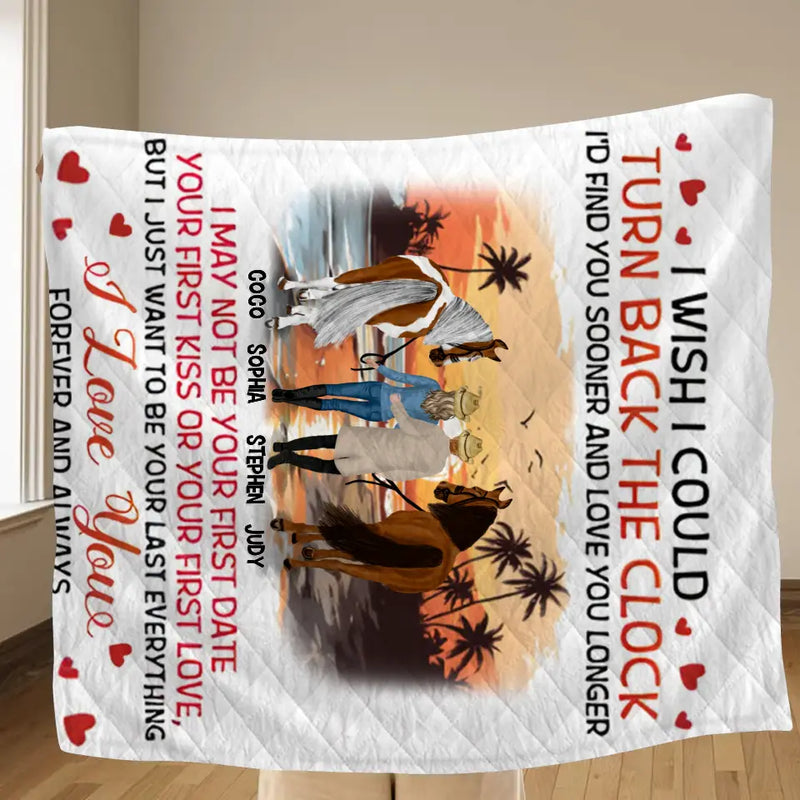 Personalized Riding Horse Couple Fleece Throw Blanket/Quilt - Valentine's Day Gift Idea For Couple/Him & Her - I'd Find You Sooner